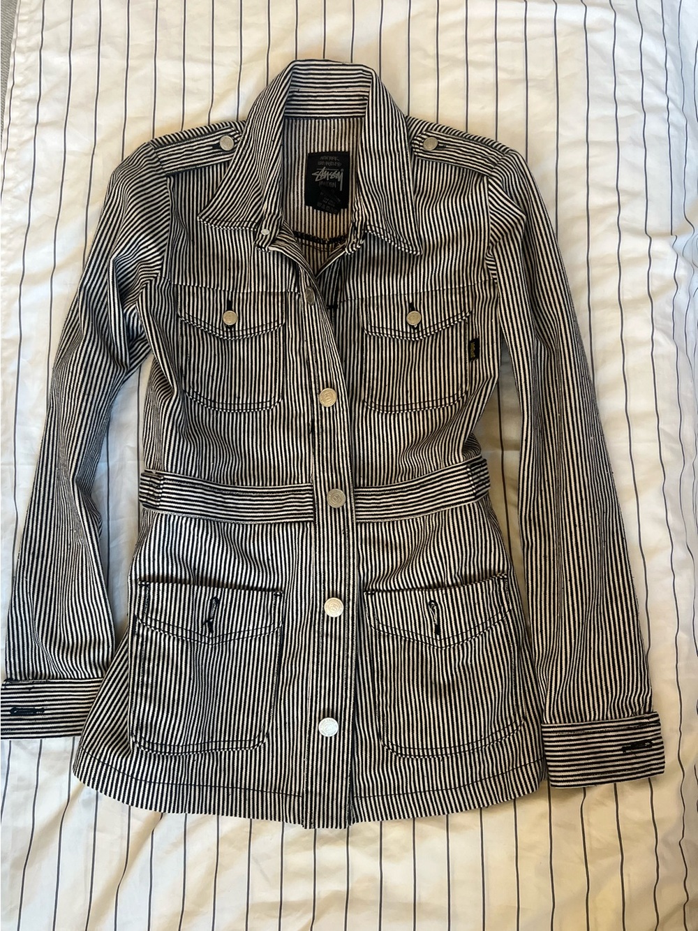 Stussy Black & White Striped Jacket